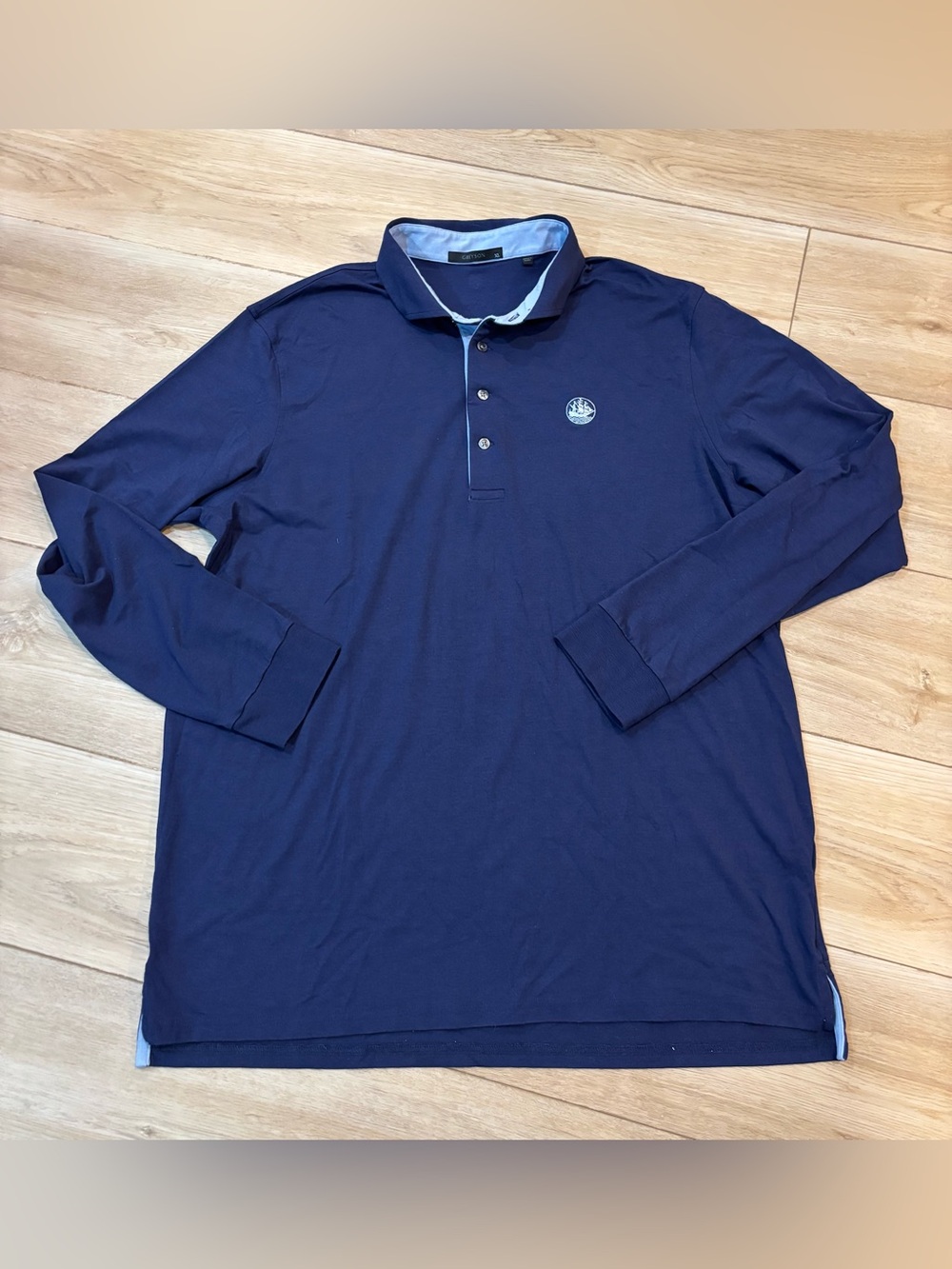 Greyson Essex County Club Polo Shirt Mens XL Navy Blue L/S Golf Cotton Modal